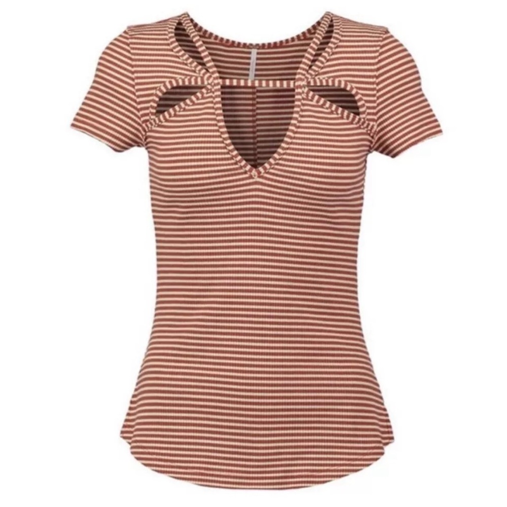 Free People Frenchie Cutout Top - 70s Vibe - Cayenne And Cream Size Small $68
